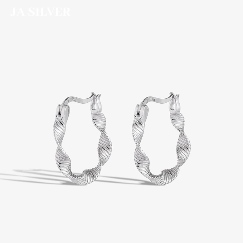 925 Sterling Silver Twisted Hoop Earrings